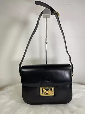 Celine Horse Carriage Shoulder Bag  Black Leather Old Vintage Authen • $468