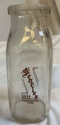 Half Pint Pyro Dairy Milk Bottle Searles Dairy CEDAR RAPIDS IOWA IA • $14.95