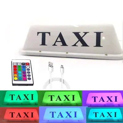 Taxi Cab Roof Top Car Remote Change Illuminated Logo Topper Rechargeable 7-Color • $32.29