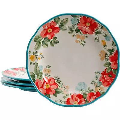 Vintage Floral 4-Piece Dinner Plate Set • $20.02