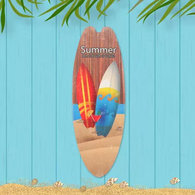  Surfboard Shape Coastal Plaque Wood Wall Decor Wooden Sign Household • £10.38