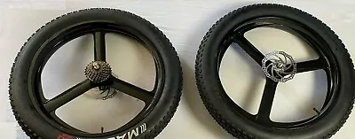 24*4.0 Fat Bike Tri Spokes Front & Rear Wheels With Aluminum Hubs Rims Tire Disc • $269