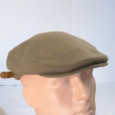 Kangol Design Tan Mens Newsboy Flat Cap Hat Leather Strapback Adjustable Made US • $50