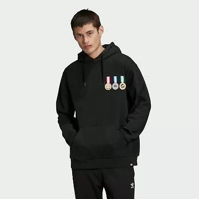 $55 • Buy Adidas Originals Run-DMC Mens LS Hoodie Sweatshirt Black Gold GT1762 NEW Sz M