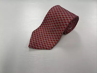 Salvatore Ferragamo Men's Red Geometric Logo Links Silk Neck Tie $258 • $190.12