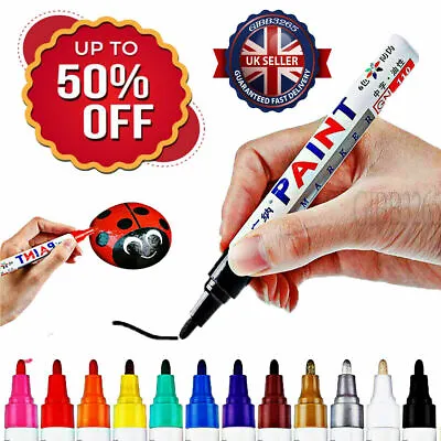 Acrylic Paint Marker Pens Permanent For Glass Plastic Fabric Stone Wood Tyre Car • £2.99