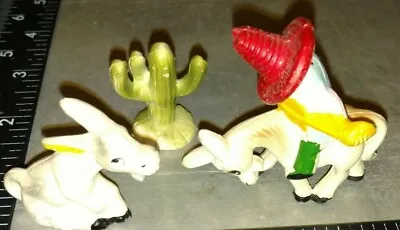 Vintage Toys Figurines Mexicans Donkey Cactus Man Donkey Plastic Unknown  • $8