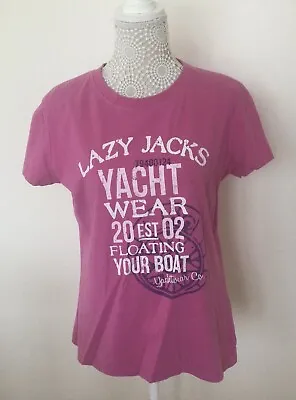LAZY JACKS Pink T-shirt Size Large Uk 12 • £6.99