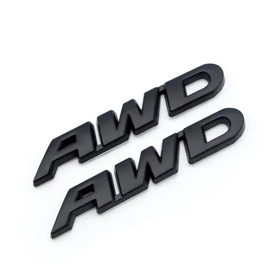 2x Matte Black Metal AWD Side Fender Badge Off-Road All Wheel Drive Rear Emblem • $8.99