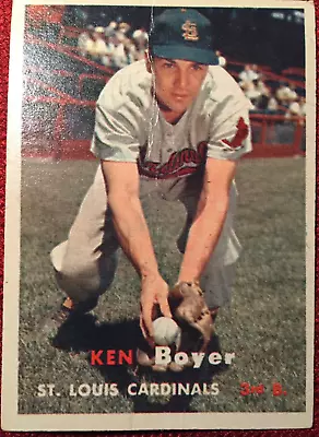 1957 Topps #122 KEN BOYER St. Louis Cardinals MLB Baseball Card VG/EX Creased • $5.44