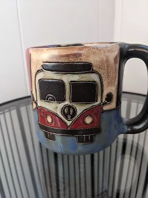 Mara Pottery VW Bus Mug Volkswagen Van Route 66 Big Heavy Stoneware Hippie Mug • $14