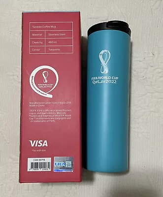 FIFA World Cup 2022 Qatar Tumbler/Travel Rare Blue 16oz Official Licensed FIFA • $39.99