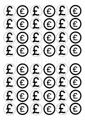 48 Mini Pound Sign / Money   Cupcake Topper Wafer Rice Edible Fairy Cake Toppers • £2.50