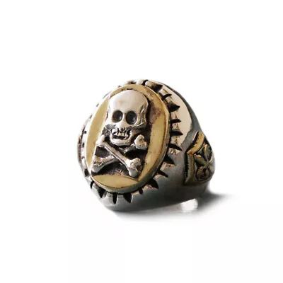 Skull Crossbones Mexican Biker Ring Sterling Silver Vintage Circle Pirate Royal  • $85