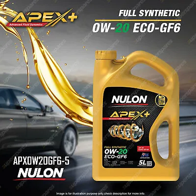 Nulon Full SYN APEX+ 0W-20 ECO-GF6 Engine Oil 5L APX0W20GF6-5 Ref SYN0W20-5 • $61.95