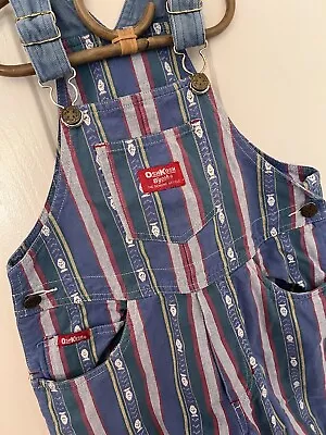 Vintage Oshkosh Overalls Shorts 2T Jacquard Stripe Fish Pattern • $93