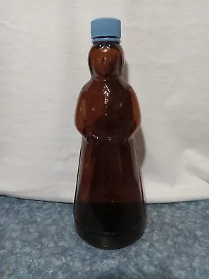 Vintage Mrs. Butterworth's Amber Glass Bottle W/ Blue Plastic Cap 10 Inches • $10.99
