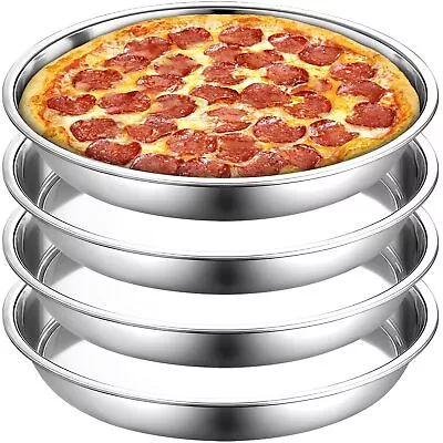 4 Pack 13 Inch Stainless Steel Pizza Pan Deep Round Baking Pan Large Pizza B... • $43.16