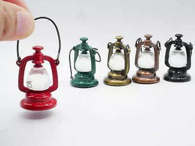 Miniature Metal Lamp Lantern Dollhouse Mini Lamp Lighting Outdoor Camping 1/12 • $3