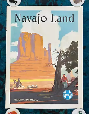 Original Travel Poster Santa Fe Railroad Navajo Land Arizona New Mexico Train • $225