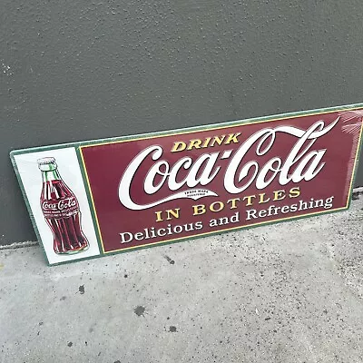 Drink Coca Cola In Bottles Embossed Metal Reproduction Sign • $100