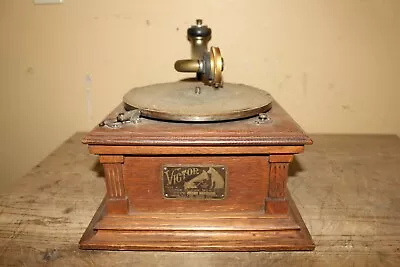 Antique Oak Victor Talking Machine Type E Horn Phonograph Rear Mount • $975