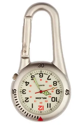 Silver Clip On Carabiner FOB Watch White Face For Doctors Nurses Paramedics • £8.99