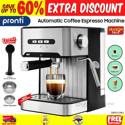 Coffee Machine Espresso 20 Bar Cappuccino Latte Maker Cafe Steam Milk Frother • $172.42