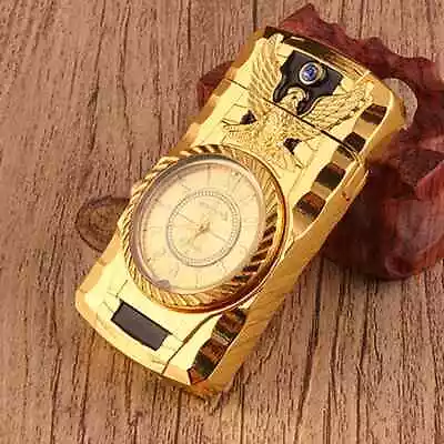 £5.85 • Buy Windproof Jet Lighter With Light &Quartz Clock Refillable Lighter Gift Flame UK