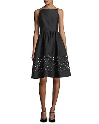 KATE SPADE Lace Panel Fit And Flare Dress 12 Black Sleeveless Pockets $498 • $89