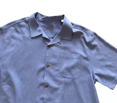 Tommy Bahama Men’s XL Silk Hawaiian Camp Shirt Textured Embossed Blue Purple • $14.95