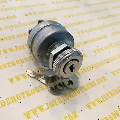 Custom Hot Rod Universal Keyed Ignition Switch With Ribbed Alum Bezel - 12V • $18.95