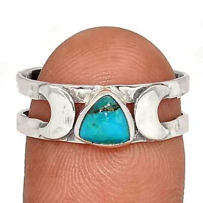 Moon - Composite Kingman Blue Mohave Turquoise 925 Silver Ring S.9 CR24202 • $15.99