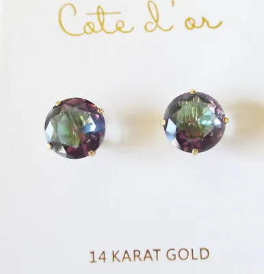 Cote D'Or 14 Karat Yellow Gold Sparkly Mystic Topaz Stud Earrings 14K 14KT NEW • $75