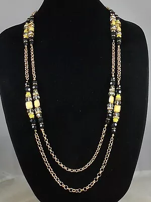 Macy's I.N.C. International Concepts Gold Black Yellow Long Convertible Necklace • $15