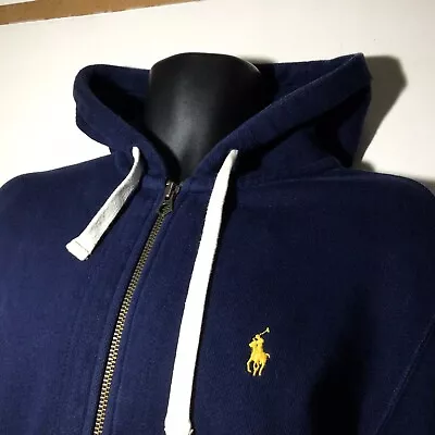 MENS RALPH LAUREN HOODIE! NAVY BLUE! MEDIUM! Slight Fade! • £5.50