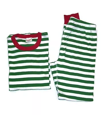 Hanna Andersson ADULT Size Large Red Green Stripe Long John Pajamas Set XMAS • $43.96