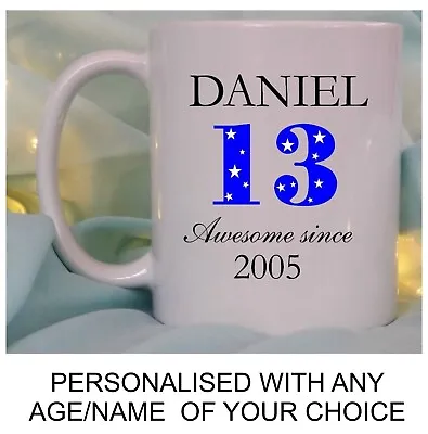 13th 16th 18th 21st 25th 30th 40th BIRTHDAY GIFT PERSONALISED MUG BOYS MENS GIFT • £10.95