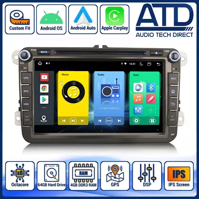 CarPlay Radio For VW Caddy Polo 6R Tiguan Android Auto Head Unit Sat Nav GPS IPS • £319.99