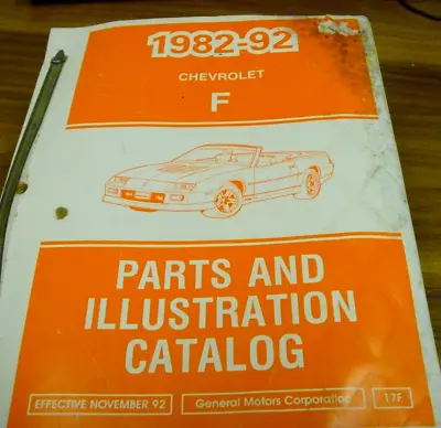 1989-1992 Chevrolet Camaro Convertible Parts Catalog Manual 1990 1991 • $209.30