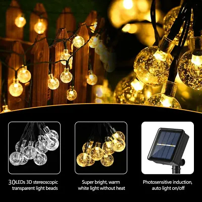 $8.99 • Buy 20 FT 30 LED Globe Solar String Lights Outdoor Waterproof For Patio Garden Yard