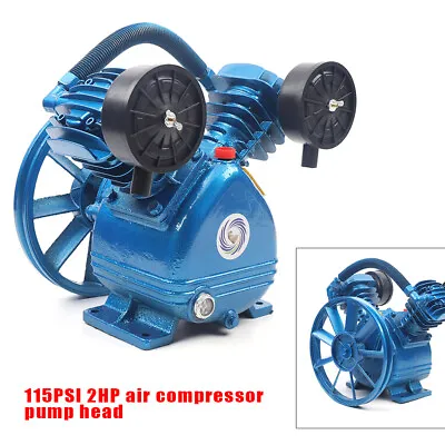 V Style 2HP Air Compressor Pump Twin Cylinder 2 Piston Head Single Stage Blue • $128.25