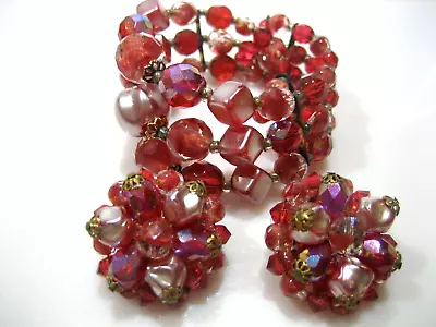 Vintage West Germany Ab Beaded Bracelet And Earrings Set • $26.98