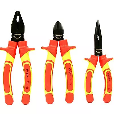 3Pc Professional Electrician VDE Pliers Set Insulated Wire Cutters • £19.94