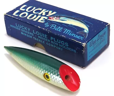Wee Louie Bill Minser Vintage Plastic Fishing Lure Box Green Back Silver Scale • $41.99