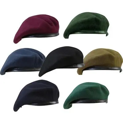 Kombat Army Beret Military Cadet Combat Air Force Navy Leather Binding Hat • £8.99