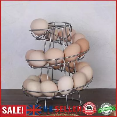 Spiral Egg Skelter Dispenser Rack Metal Storage Display Rack (Silver) GB • £11.30