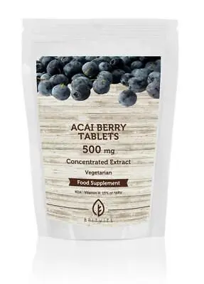 Acai Berry Extract 500mg Tablets -30/60/90/120/180/250/500/1000 Pills • £8.66