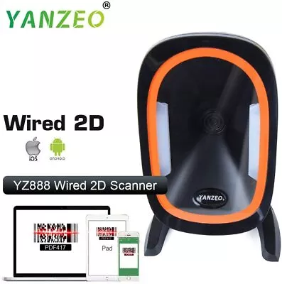 Yanzeo Hands-Free 1D 2D Desktop Barcode Scanner QR Barcode Reader Support Screen • $32.75