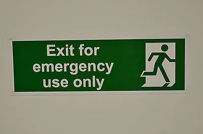 £1.89 • Buy EXIT FOR EMERGENCY USE ONLY Sign Or Sticker 300mmx100mm Fire Door Evacuation 